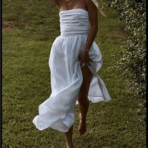 Dissh Lexi white linen midi dress